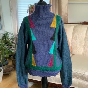 Vintage geometric mohair turtleneck sweater